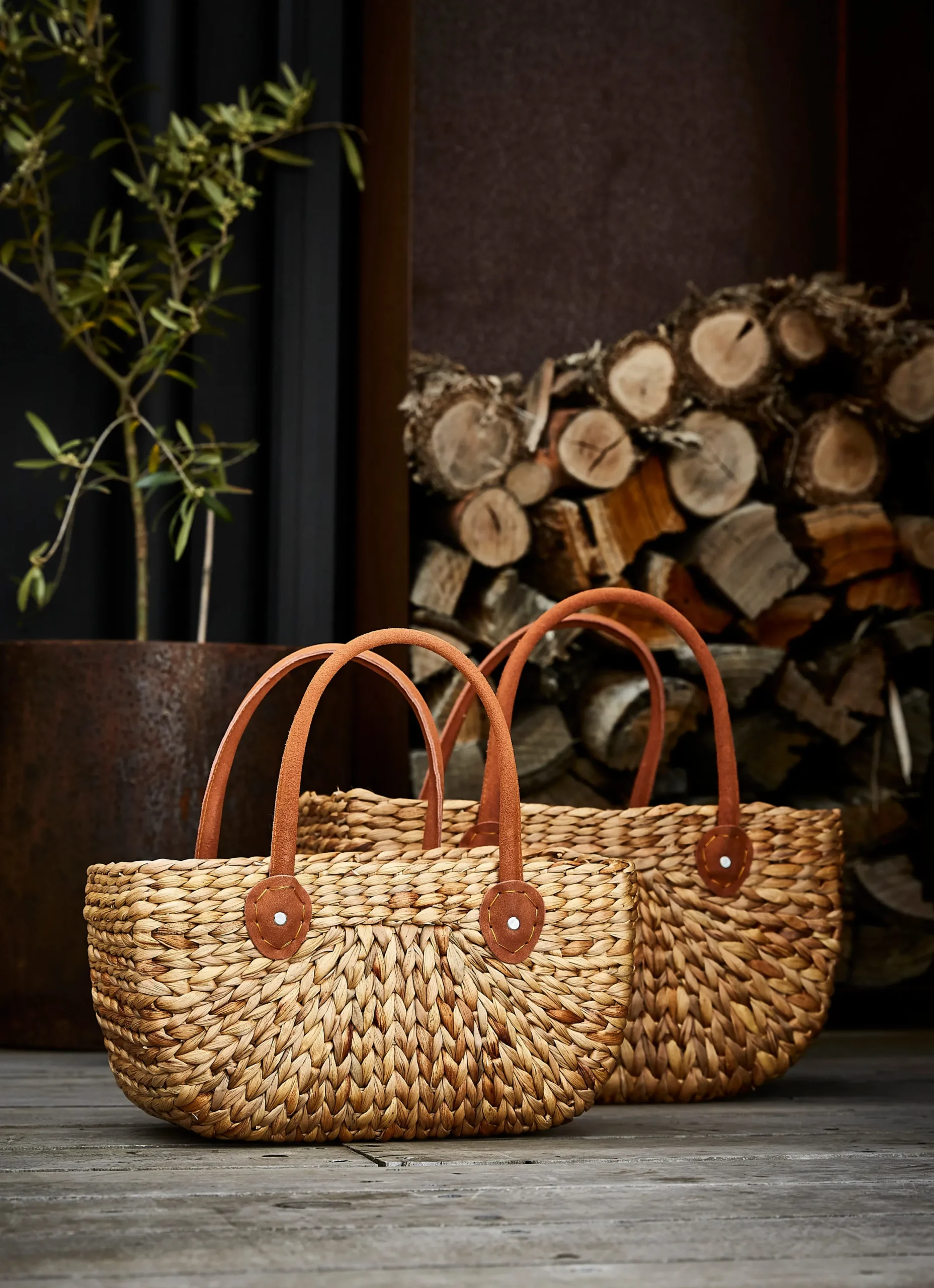 Baskets-Robert Gordon Large Harvest Basket / Suede